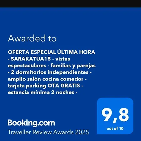 Especial Ultima Hora - Sarakatua15 - Vistas Espectaculares - Familias Y Parejas - 2 Independientes - Amplio Salon Cocina Comedor - Tarjeta Parking Ota Gratis - Julio Y Agosto Minima 7 Noches De Domingo A Domingo - Lägenhet